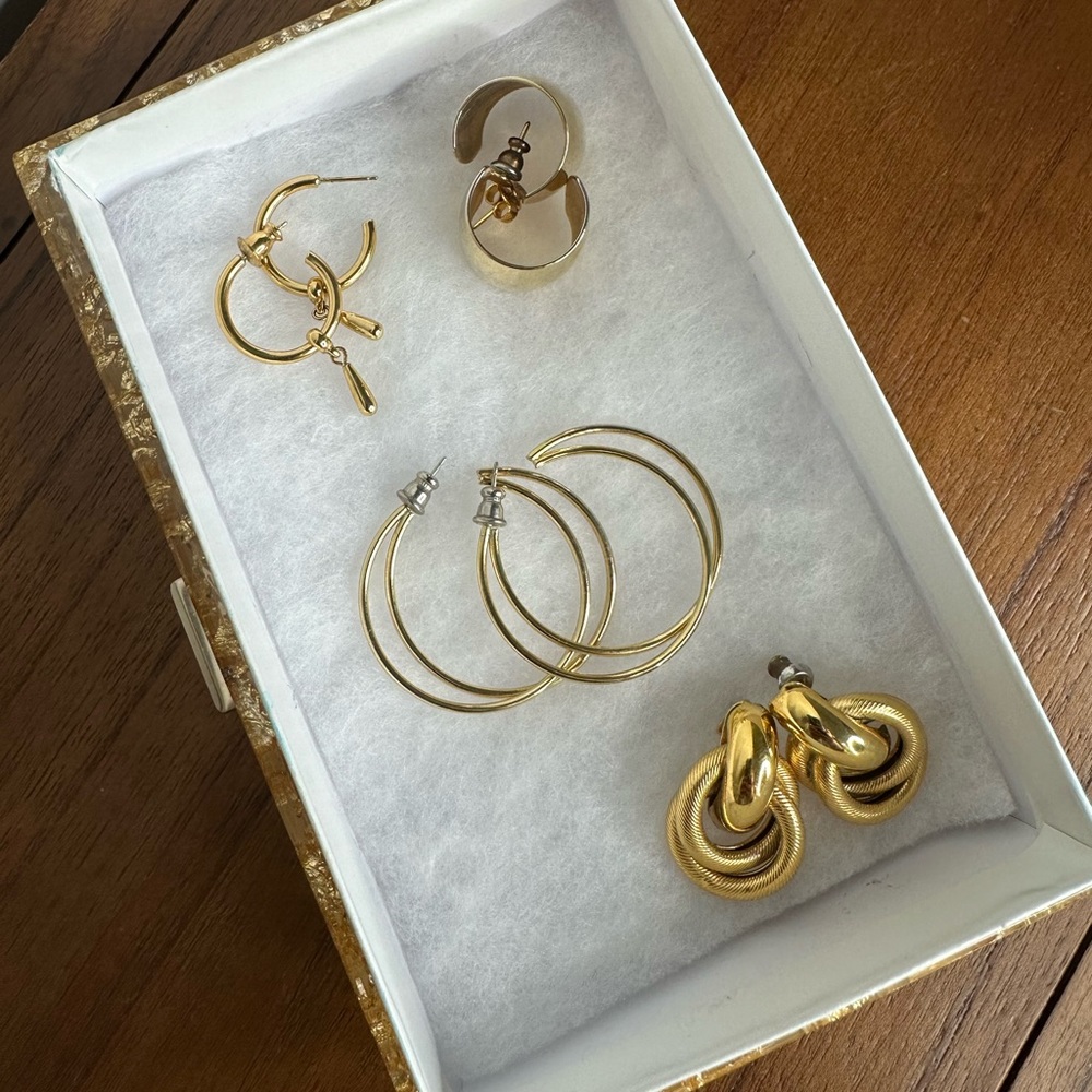 Gold Hoop Earrings Lot